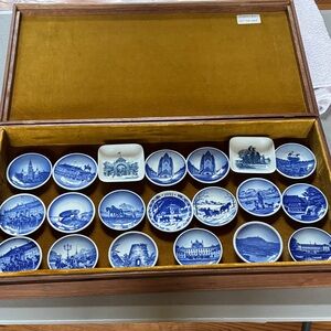 Blue and White royal Copenhagen, Delft cobalt blue Collectible Mini Plates Set